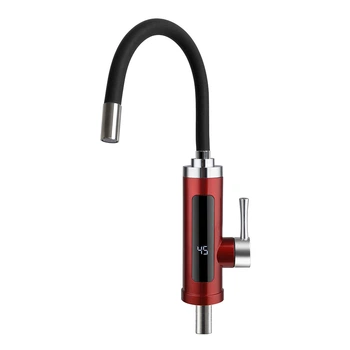 Кран электрический водонагреватель SDR-G16T-Red красный с черным гибким поворотным изливом и индикатором температуры (1055375)