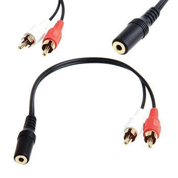 Аудиокабель 2 RCA (папа) на AUX 3.5 мм (мама) — переходник