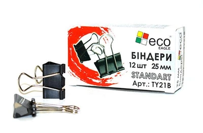 Біндер для паперу 25 мм чорний 12 шт. Eagle TY21B