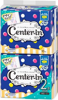 Упаковка нічних гігієнічних прокладок Unicharm Center-In Soft and Fluffy Night Use 29 см 10 шт х 2 пачки (4903111368150)
