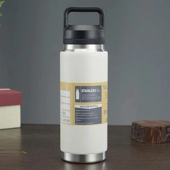 Термокухоль Vacuum flask 970 з нержавіючої сталі 1400 мл Білий туристичний термос з подвійними стінками та вакуумною ізоляцією