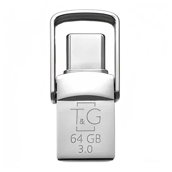 Флеш память (флешка) USB OTG T&G 2&1 3.0 Type C 64GB Metal 104 Стальной