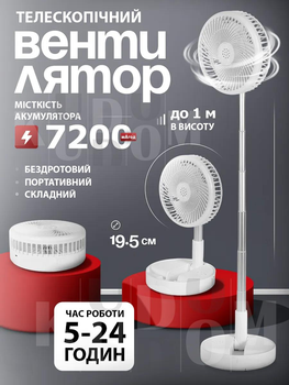 Настільний підлоговий вентилятор USB з акумулятором компактний для дому офісу поїздок, висота до 97 см, 4 швидкості
