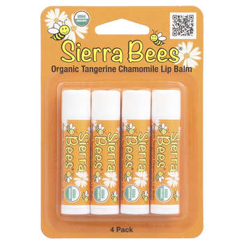 Органические бальзамы для губ Sierra Bees мандарин и ромашка 4 шт. по 4,25 г