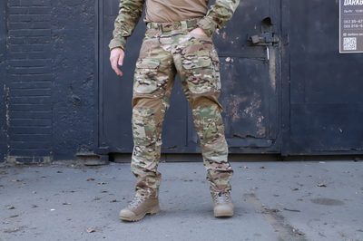 Штани тактичні з наколінниками PREDATOR, 50/50 NyCo Original Multicam VTX Rip-stop, Flex Coyote розмір 58, RAPTOR TAC