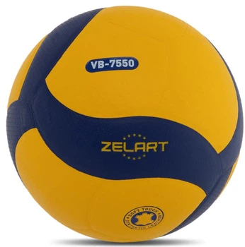 Мяч волейбольный ZELART VB-7550 №5 PU клееный желтый-синий