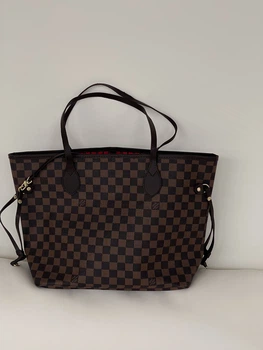 Сумка женскаяNeverfull коричневый шахматный шопер