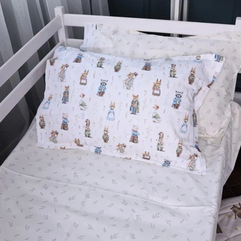 Простынь на резинке MirSon Poplin Line Kids 03 Animals 160x200 см (2200009713255)