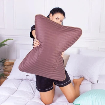 Подушка ортопедична MirSon Стружка Memory №4015 Satin Stripe 30-0006 Dark Brown WoMen 59х43х10 см (2200006422235)