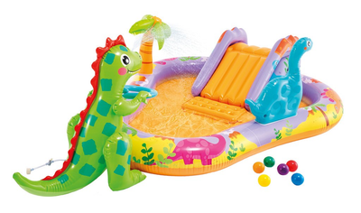 Водяний надувний ігровий центр Intex Dino Park з надувною гіркою 56139 201 x 157 x 69 см (6941057428628)