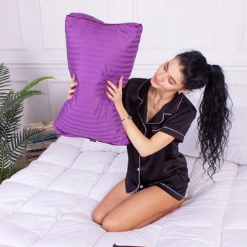 Подушка ортопедична MirSon Стружка Memory №4242 Satin Stripe 30-0009 Purple 58х40х10.5 см (2200006424604)