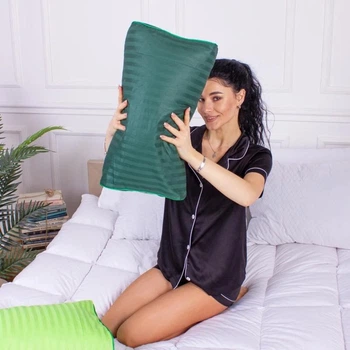 Подушка ортопедическая MirSon Стружка Memory №4193 Satin Stripe 30-0017 Green Kiddy 50х29х8 см (2200006424079)