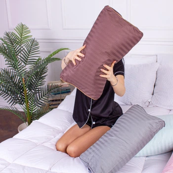Подушка ортопедична MirSon Стружка Memory №4239 Satin Stripe 30-0006 Dark Brown 58х40х10.5 см (2200006424574)