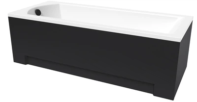 Ванна акриловая Helmken Vespera 140x70 см (11R907G093) комплект 5 в 1: прямоугольная ванна, ножки, Черный подголовник, Черная фронтальная и боковая панель