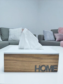 Салфетница Home 24*15*8,5 см коробка для салфеток цвет дерево с белой крышкой (Box5)