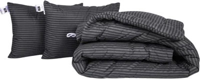 Набір MirSon №1074 Сolor Fun Line Ковдра демісезонна Двоспальна 172х205 см 17-0611 Stripe Black Tencel + Дві подушки 50x70 см (2200010876130)
