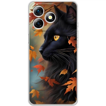 Силиконовый Чехол с Картинкой для Ulefone Note 18 Pro Принт (Чёрный Кот) (65171-ysm007)