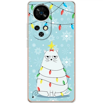 Силиконовый Чехол с Картинкой для Ulefone Note 17 Pro Принт (Новогодний, Кот в Гирлянде) (65170-ysm2273)