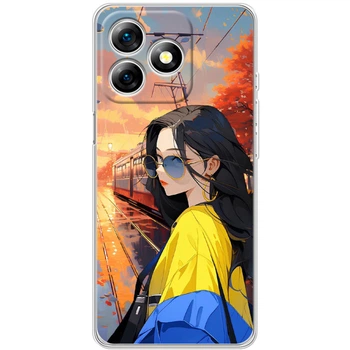Силиконовый Чехол с Картинкой для Ulefone Note 18 Pro Принт (Иллюстрация Стильная Девушка) (65171-ysm004)