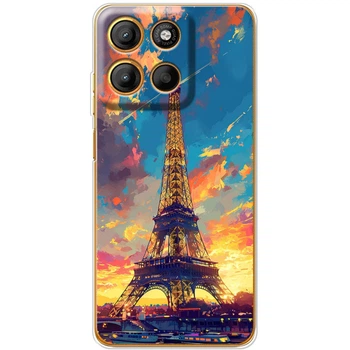 Силиконовый Чехол с Картинкой для Motorola G15 Принт (Париж, Эйфелева Башня) (65428-ysm038)