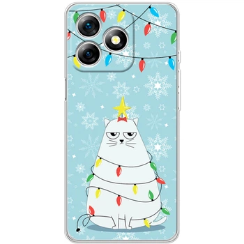 Силиконовый Чехол с Картинкой для Ulefone Note 18 Pro Принт (Новогодний, Кот в Гирлянде) (65171-ysm2273)
