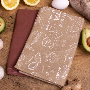 Набір рушників рогожа-напівпанама Mirson №631 - Macaroni is brown 2 шт 30х50 см (2200006740537)