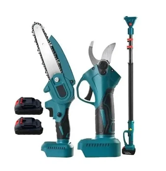 Аккумуляторный садовый набор Electric Tool 9485 – мини-пила, секатор, телескопическая штанга, 2 аккумулятора
