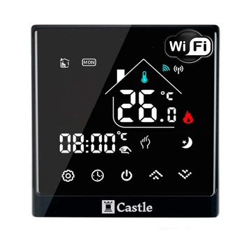 Программируемый терморегулятор Castle AC8400H Wi-Fi Чёрный для тёплого пола