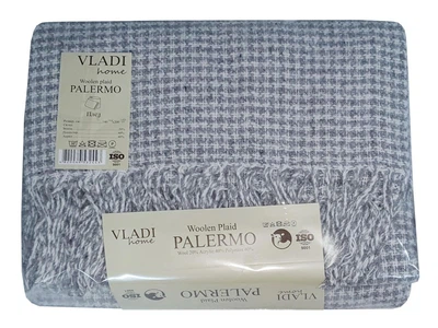 Плед шерстяной Vladi - Палермо №35 Vega бело-дым 140*200 полуторный