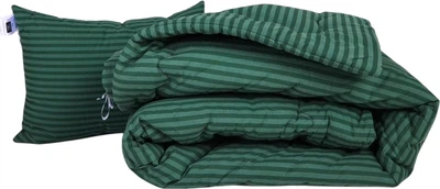 Набор MirSon №1037 СоІог Fun Line Одеяло демисезонное King Size 220х240 см 17-0612 Stripe Emerald Шерсть + Подушка 50x70 см (2200010878721)