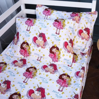 Простирадло на гумці MirSon Kids Time 17-0704 Принцеса та Єдиноріг 60х120 см висота 10 см Бязь (2200010502909)