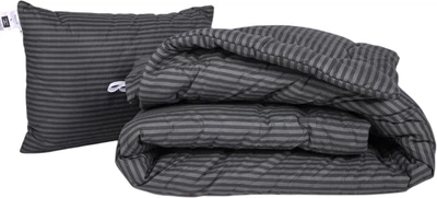 Набір MirSon №1092 Сolor Fun Line Ковдра зимова Євро 200х220 см 17-0611 Stripe Black Вовна + Подушка 50x70 см (2200010879445)