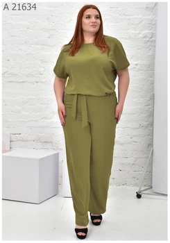Літній жіночий костюм великого розміру UF-fashion МА-21634 70 оливковий