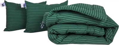 Набір MirSon №1040 Сolor Fun Line Ковдра зимова Двоспальна 172х205 см 17-0612 Stripe Emerald Вовна + Дві подушки 50x70 см (2200010879391)
