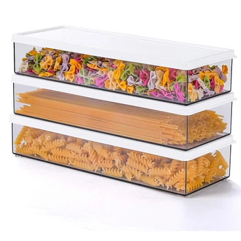 Набор контейнеров для хранения спагетти и сыпучих продуктов, 3 х 1.1 л, герметичная гибкая крышка, штабелируются