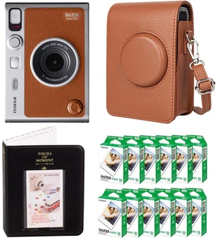 Набор Fujifilm INSTAX MINI EVO Hybrid Brown фотокамера мгновенной печати / картриджи 120 фото / чехол коричневый / фотоальбом