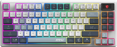 Клавіатура бездротова MSI Forge GK600 TKL W SKY UA KTT HiFi Linear Hot-Swappable Switches Wireless/Bluetooth/USB White (S11-43UAP01-HH9)