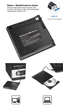 Портативный тонкий DVD SALCAR USB 2.0 чтение компакт-дисков (черный)