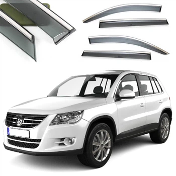 Дефлектори вікон вітровики Benke для Volkswagen Tiguan I 2007-2015 Хром Молдинг З Нержавіючої Сталі 3D (BVWTG1023-W/S)