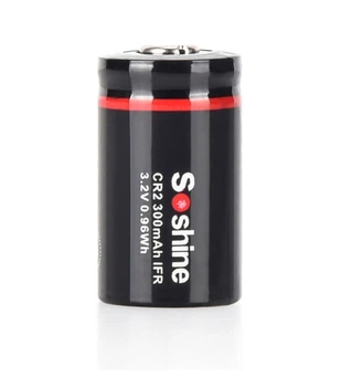 Аккумулятор 15266/CR2 Литий-железо-фосфатный (LiFePO4) Soshine CR2-3.2-300 Button Top, 300mAh, 0.2A, 3.6/3.2/2.0V, Black