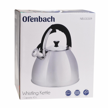 Чайник Ofenbach 4.5л из нержавеющей стали со свистком и нейлоновой ручкой KM-100309