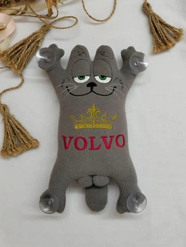 Іграшка в авто "Кіт Саймона" на присосках "логотип Вольво Volvo" 25см сірий