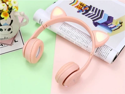 Детские беспроводные Bluetooth наушники Cat Y47 с микрофоном и кошачьими светящимися ушками. 51882/5