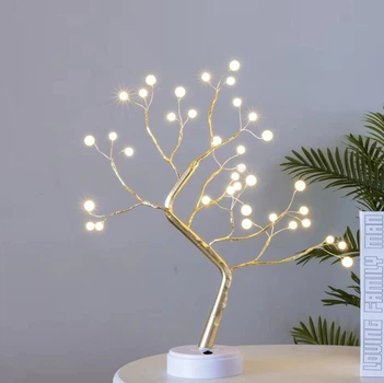 Настольный светильник ночник Bonsai Tree LED декоративный для интерьера с питанием от USB и батареек гибкие ветки для создания уютной атмосферы в спальне или гостиной светодиодный осветительный прибор для декора стола