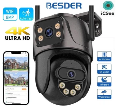 IP WiFi камера видеонаблюдения BESDER XM80 8MP (2 объектива, 2 линзы) iCSee