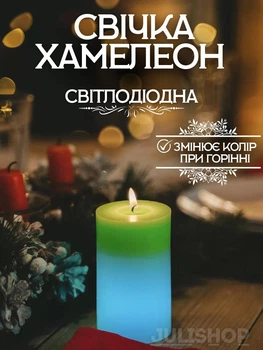Воскова декоративна свічка Mood Magic 7 кольорів зі справжнім полум'ям і LED-підсвіткою
