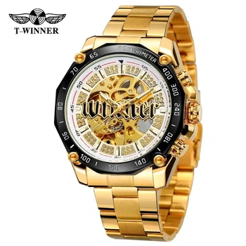 Мужские часы Forsining 8186 Gold-White Steel (A-044898)