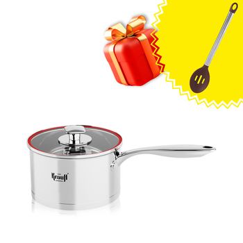 Ківш з кришкою 2 л 16 см Smart Chef Krauff + ПОДАРУНОК: Ложка кухарська силіконова з прорізами Schoco