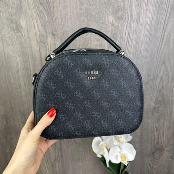 Женская сумка стиль Guess черная сумочка на плече Гесс брендовая с классическим логотипом (327998)