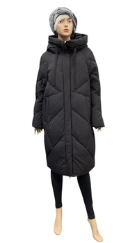 Жіночий пуховик Towmy кокон з капюшоном TM-BE-9188 50 чорний
